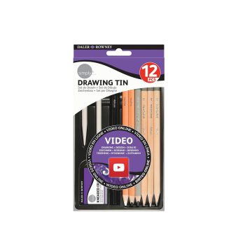 ست 12 تکه سیاه قلم دالر رونی مدل سیمپل | Daler Rowney Pencil Drawing Tin Set